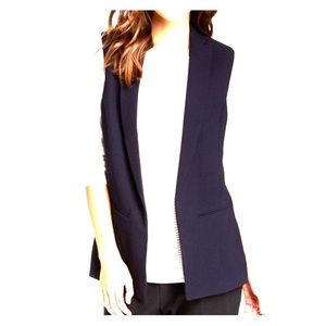 Vince Camuto “City Blues” navy sleeveless blazer